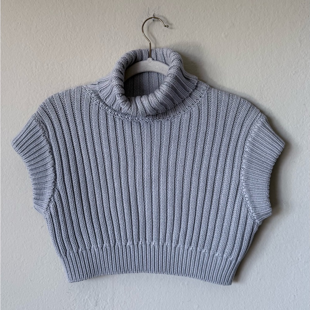 Naked Wardrobe Gray Sweater Cropped Ribbed Turtleneck Size M - Picture 4 of 7